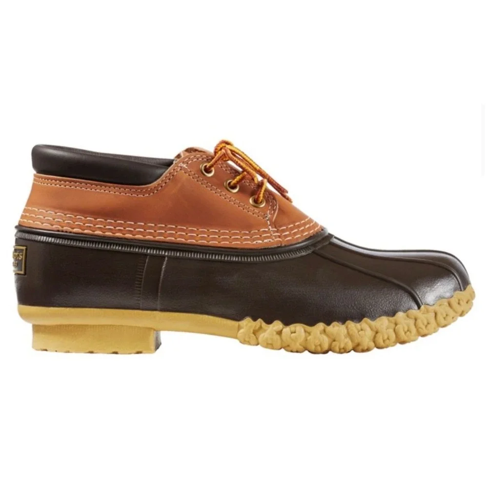 L.L.Bean Men's Bean Boots,‎ Gumshoes in tan leather and brown rubber Size 9